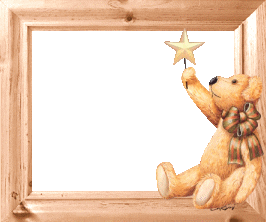 cadre Nol en bois naturel dcor d'un ours en peluche