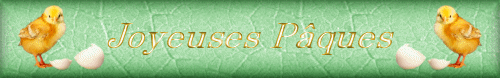 bordure anime Pques: poussin jaune " joyeuses Pques "