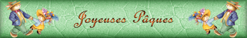 bordure anime Pques: lapins en promenade " joyeuses Pques "