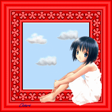 cadre incrust de motifs fleurs rouge